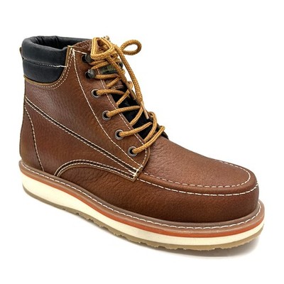 The Western Shops Men's Moc Toe Work Boots Soft Toe Leather Construction Boot