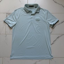 G/FORE Circle Gs Embossed Tech Jersey Banded Sleeve Golf Polo Shirt Size M Mint