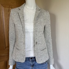 Generation Love Women s Gray Short Blazer Jacket Lined One-Button 2 Regular