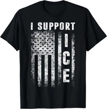 I Support ICE, Immigration Officers American Flag Vintage T-Shirt