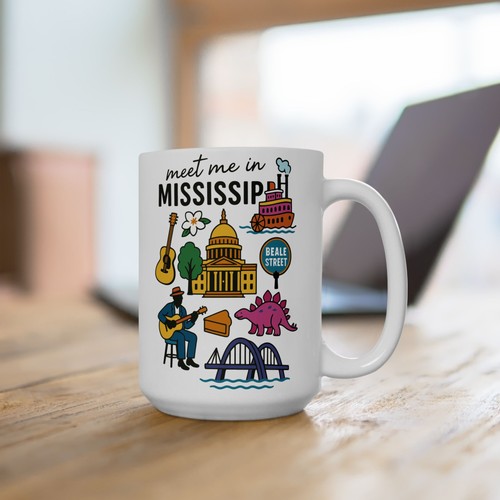 Mississippi Fun Illustrated Ceramic Mug - Perfect Gift for Music Lovers - Picture 6 of 6