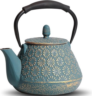 Cast Iron Teapot, 32oz Japanese Sakura Blossom Pattern Tea Kettle,