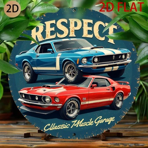Vintage Tin Metal Signs Home Décor Car Wall Art Classic Muscle Cars & RESPECT T