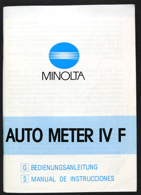 BEDIENUNGSANLEITUNG / INSTRUCTIONS FOR USE: MINOLTA AUTO METER IV F - KORREKTER ZUSTAND