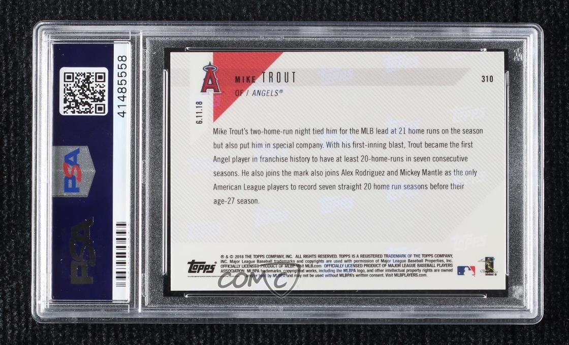 2018 Topps Now /750 Mike Trout #310 PSA 10 GEM MT view 2