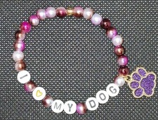 I Love My Dog Bracelet | Purple Paw Charm | H...