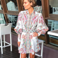 Zimmermann Ninety Six Filigree Mini Dress Size 3 14 au 10 us Paisley Linen RARE