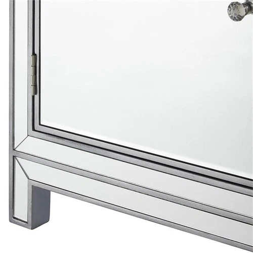 Elegant Decor Reflexion 2 Door Mirrored Nightstand in Antique Silver - Picture 10 of 12