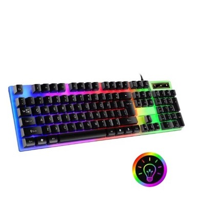 Mechanische Gaming Tastatur 104 Tasten Hintergrundbeleuchtung LED USB Kabelgebunden Wasserdicht