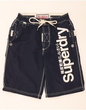 Superdry Mens Graphic Swimming Shorts UK 10 Small Navy Blue Polyester DY21