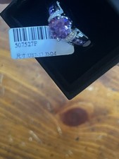 Sterling Silver/Amethyst Ring Band Size 7 with Faceted Stone