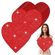 Pcs Valentine's Day Glitter Heart Cutouts 12 Inch Large Paper Cards Red 100