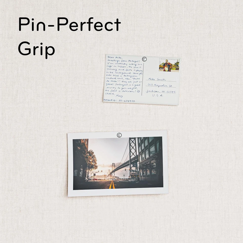 Farmhouse Linen Bulletin Board, 23"X17", White Wood Style Frame, Industrial Grad - Image 4 of 4