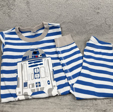 Hanna Andersson Star Wars Pajama Set Boys 12 R2-D2 Blue Stripe Organic Cotton
