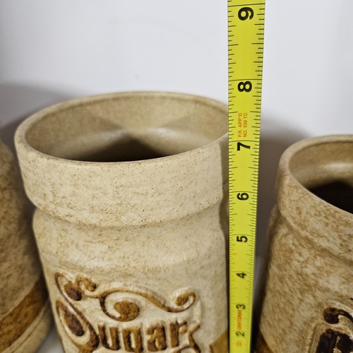 1970's Pottery Craft Stoneware Canister Set of 4 & Salt/Pepper Shakers Vintage - Picture 13 of 23
