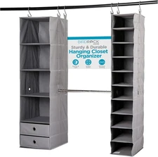 BIRDROCK HOME 5pc Hanging Closet Organizer System with Storage Shelves - Grey - 