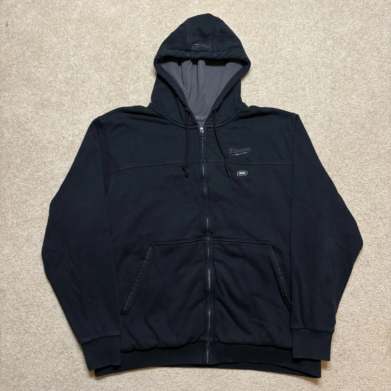 Milwaukee M12 Heated Hoodie Sweatshirt Mens 2XL Black Full Zip Thermal Workwear