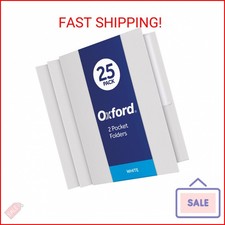 Oxford Twin-Pocket Folders, Textured Paper, Letter Size, White, Holds 100 Sheets