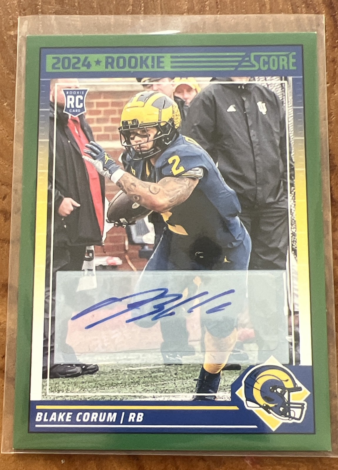 2024 Score - Rookies Blake Corum #389 Green Signatures (AU, RC)