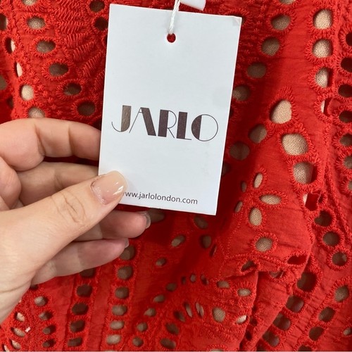 NWT Jarlo | Anika Eyelet Cocktail Dress in Orange Size 0 - Picture 4 of 14