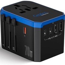 W GaN Universal Travel Adapter USB-C PD 5-Port US UK AU Plugs