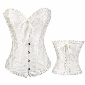 Women Sexy Lace Up Floral Boned Overbust Corset Bustier Lingerie Bodyshaper Tops