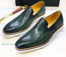 Men's Casual Fashion Printed Comfortable Flat Slip-on Party Leather Shoes