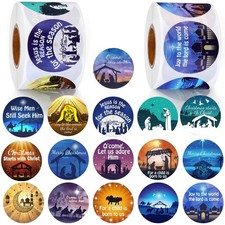 800 Pcs Christmas Religious Stickers Nativity Jesus Roll, Classic, Coloful ...