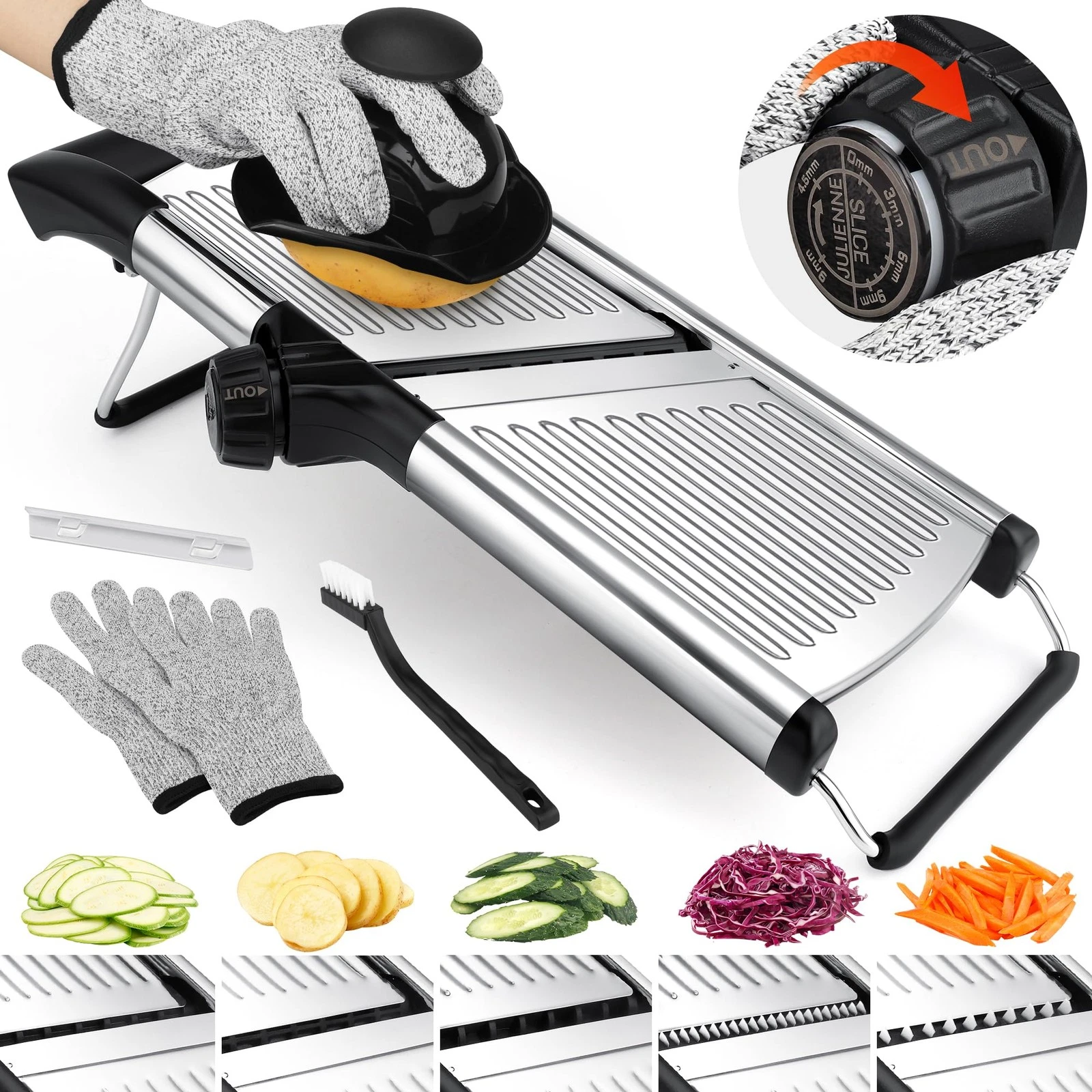 Stainless Steel Mandoline Food Slicer Adjustable Vegetable Slicer for Onion