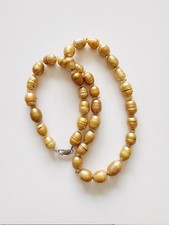 Vintage Dyed Freshwater Pearl Necklace Gold Tone Baroque Beads 20" 59.3g