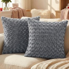 FUTEI Grey Decorative Throw Pillow Covers 26x26 Inch Set of 2,Soft Solid Rose Sw