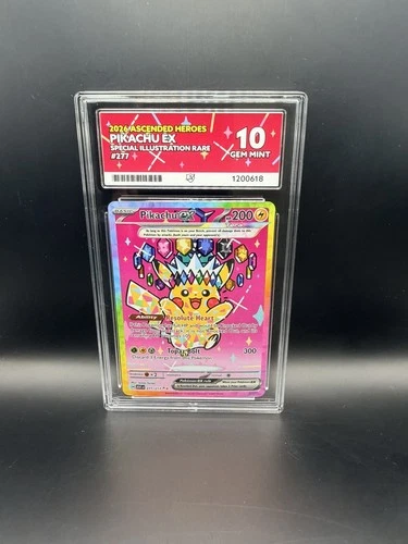 Pikachu EX 277/217 - Ascended Heros - SIR - ACE 10 Gem Mint - Perfect Subgrades