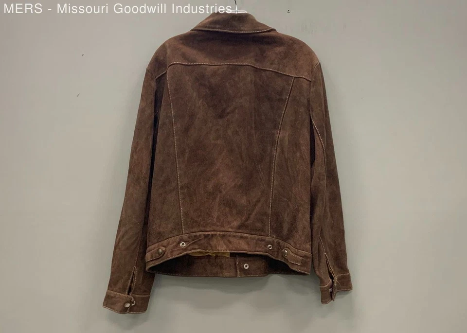 Vintage Men's Brown Suede Solid Classic Jacket - Size 42 - Image 2 of 4