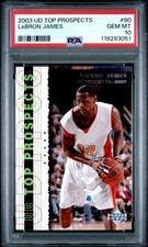 LEBRON JAMES 2003 UPPER DECK #60 TOP PROSPECTS ROOKIE CARD RC PSA 10 GEM. rookie card picture