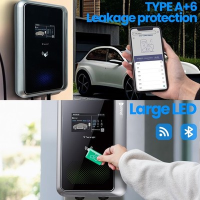 7kW 8-32A Intelligent Wallbox EV Charger Type 2 with WIFI For all EVs 25FT