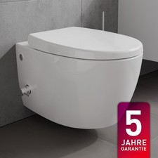 Design Dusch-WC spülrandlos mit Armatur & Softclose Sitz Hänge Taharet Toilette