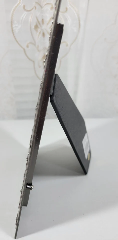 Marco de fotos cuadrado de San Nicolás 4"x 6" vacaciones plata flor de pascua y rojo brillo Foto 2 de 4