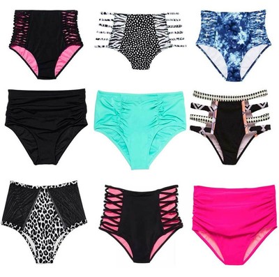 High Waist Swim Bikini Bottom Pink 