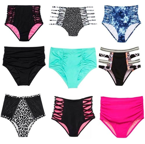 High Waist Swim Bikini Bottom Pink 