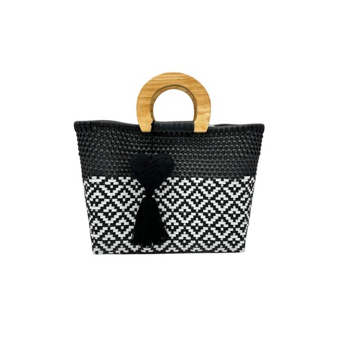 Wooden Handle Handwoven Tote - Picture 26 of 28