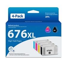 FADSOON  676XL Ink Cartridge Replacement 4PK for Epson Workforce WP-4020 WP-4530