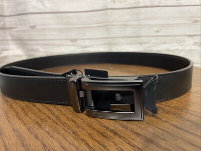 Men s NWT Black Leather Fellini Carlo Fellini Ratchet Belt-M32-36 
