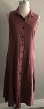 Tahari Dusty Pink Shirt Midi Dress Button Front Sleeveless Collated Size 6