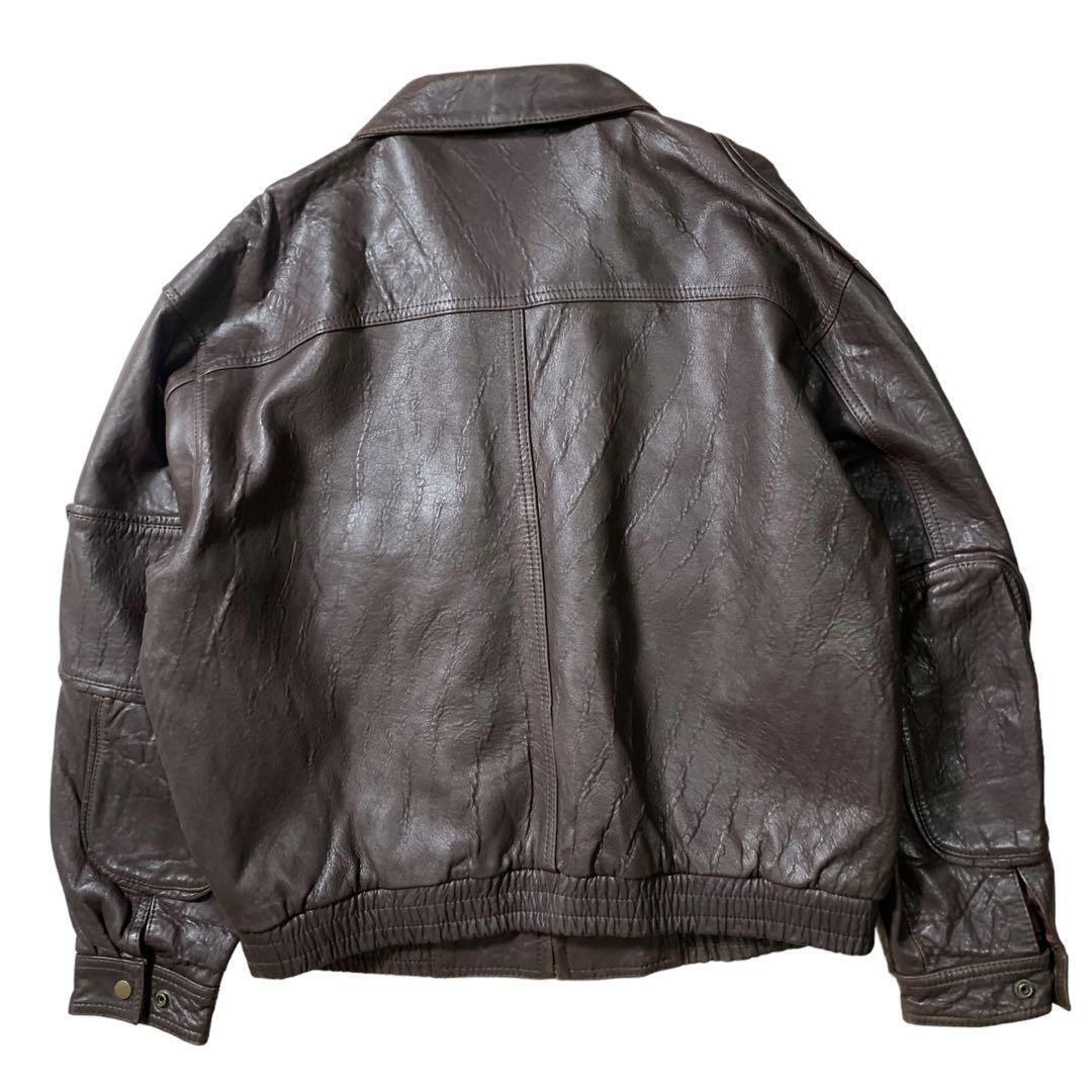 80s Lamb Nappa Leather Flight Jacket Brown size XL-/Japan 80s Lamb Nappa Leather Flight Jacket Brown size XL-/Japan