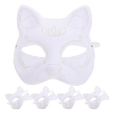 5 PIEZAS Máscaras Blancas Máscara Sin Pintar Máscara en Blanco Máscara Forma de Gato Hágalo Usted Mismo Máscaras de Papel