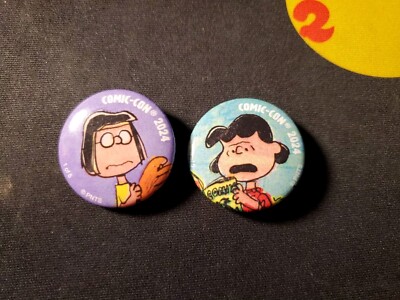 SDCC 2024 Exclusive Peanuts Daily Button Lot of 2 Day 1 & Day 5 Lucy Marcie