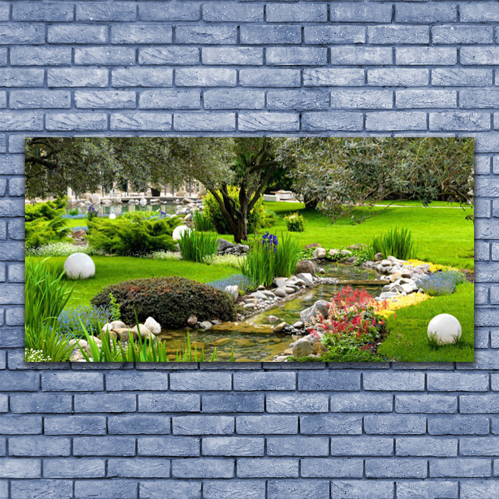 Grand tableau sous verre 140x70 Nature Jardin avec finition brillante haut de gamme