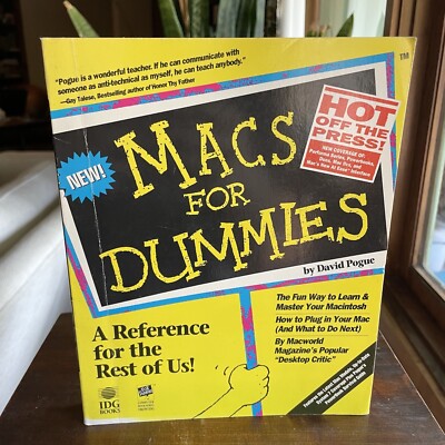 For Dummies Ser.: Macs for Dummies by David Pogue (1993, Trade Paperback)