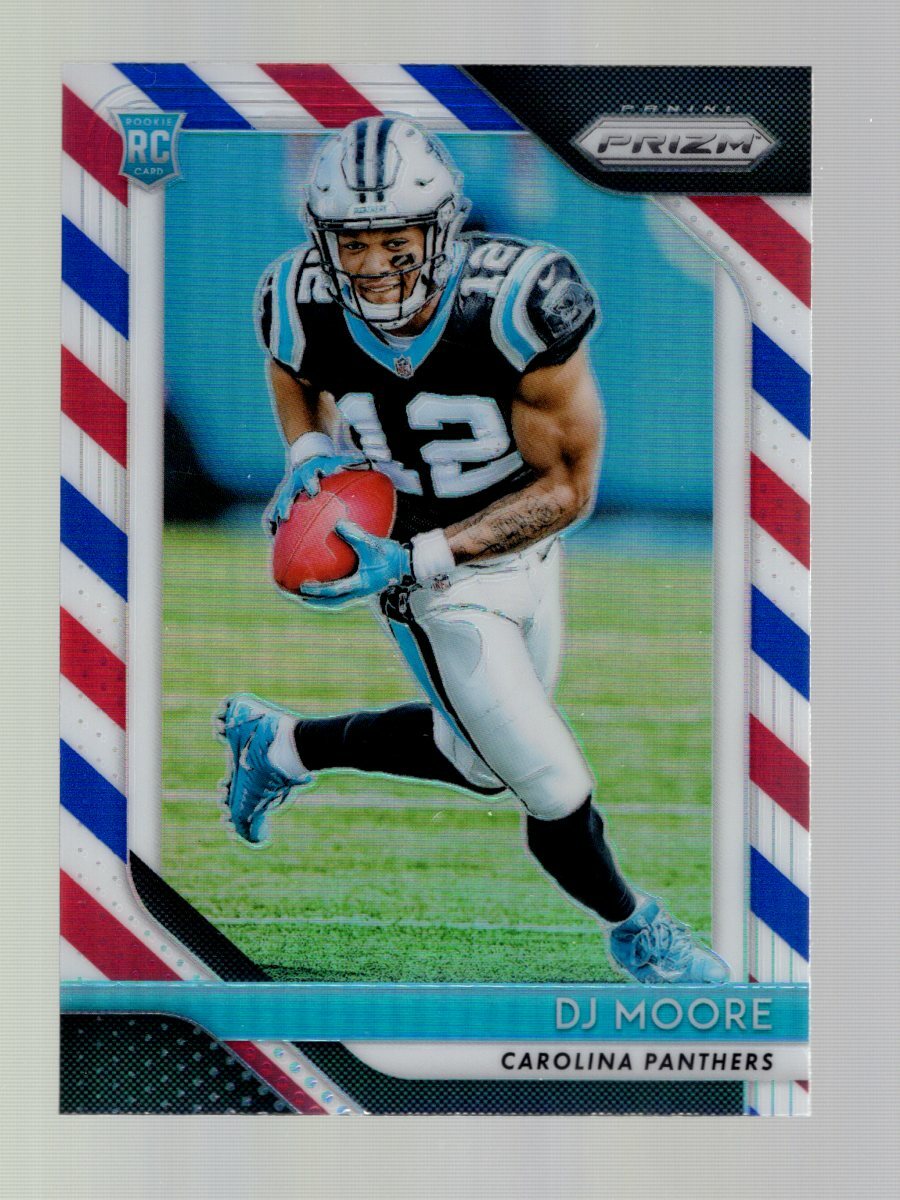 2018 Panini Prizm DJ MOORE RC RED WHITE AND BLUE PRIZM #207 PANTHERS