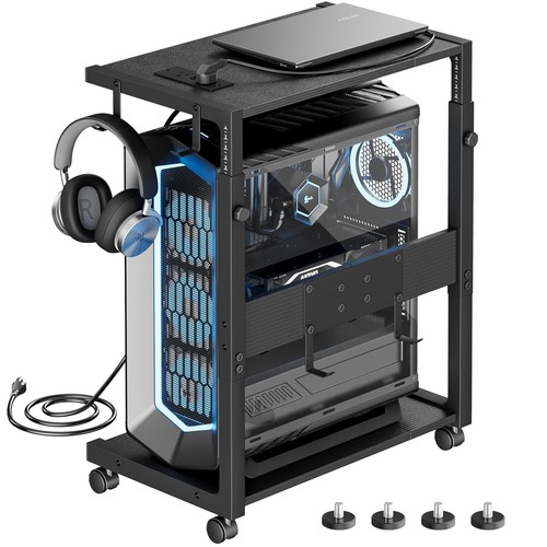 JANE EYRE Computer Tower Stand - Adjustable PC Tower Stand CPU Holder Cart wi...